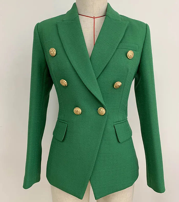 Luxury Double-Breasted Lady's Jacket with Metal Buttons