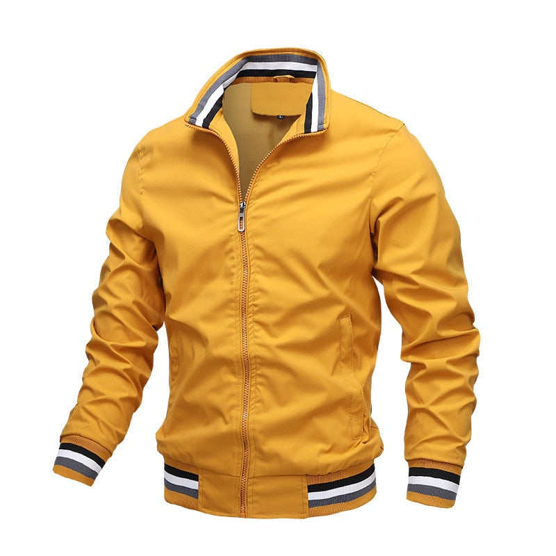 Men's Slim Fit Striped Bomber Jacket - Casual Stylish Wear