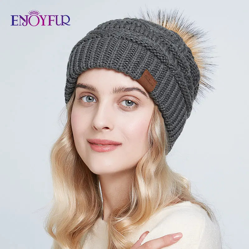 Soft Faux Fur Winter Slouch Beanie Hat
