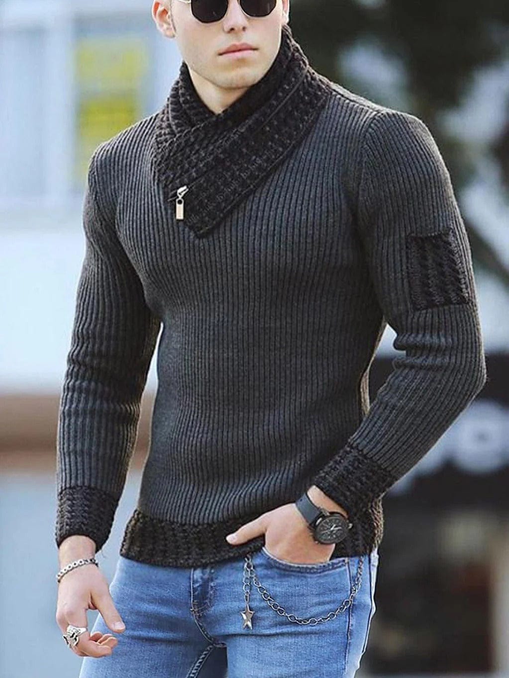Stylish Zip Up Sweater for Cold Weather - VogeLuxe