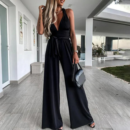 Chic Summer Sleeveless Wide Leg Jumpsuit
