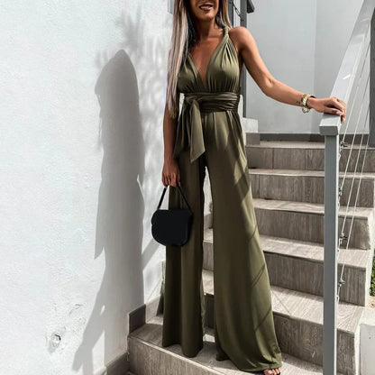 Chic Summer Sleeveless Wide Leg Jumpsuit