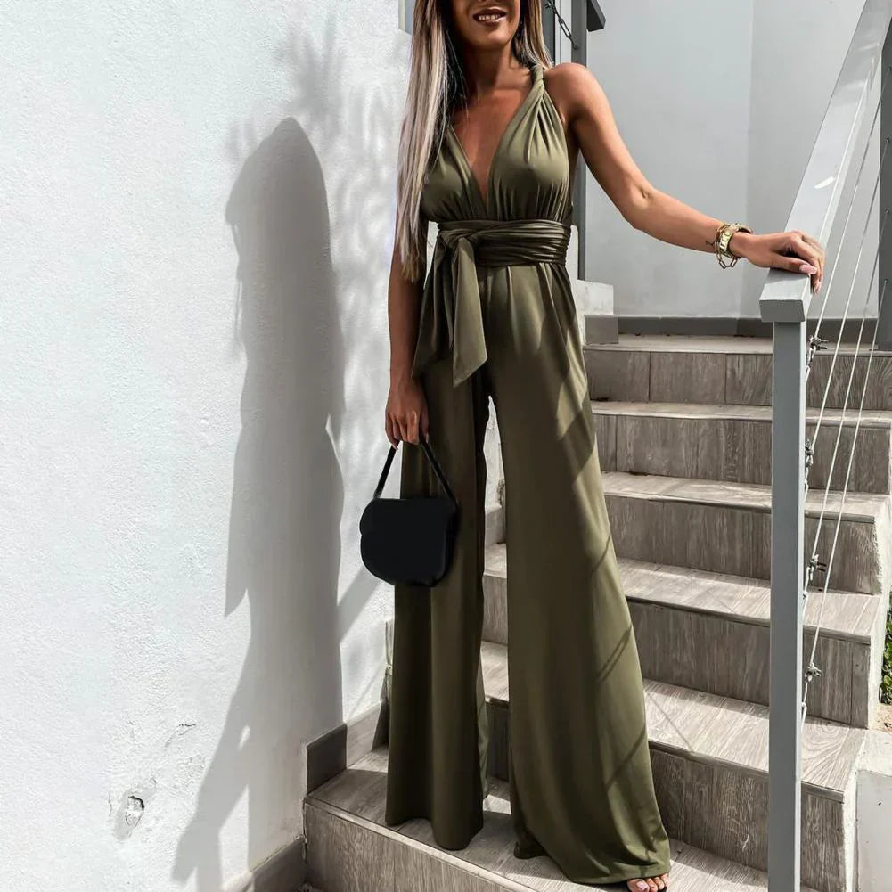Chic Sleeveless Flowy Waist Jumpsuit for Women - BritishElegance