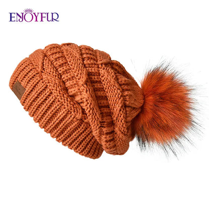 Soft Faux Fur Winter Slouch Beanie Hat