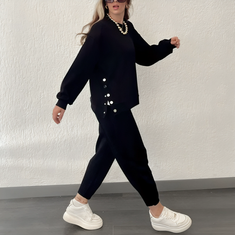 Relaxed Fit Vintage Jogger Suit For Ladies