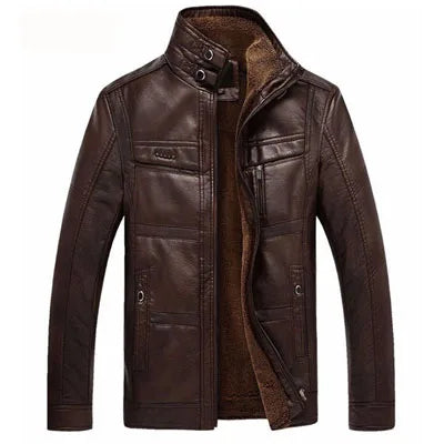 Warm Mens Leather Winter Coat