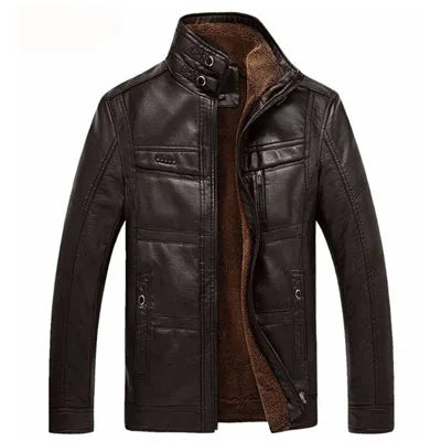 Warm Mens Leather Winter Coat
