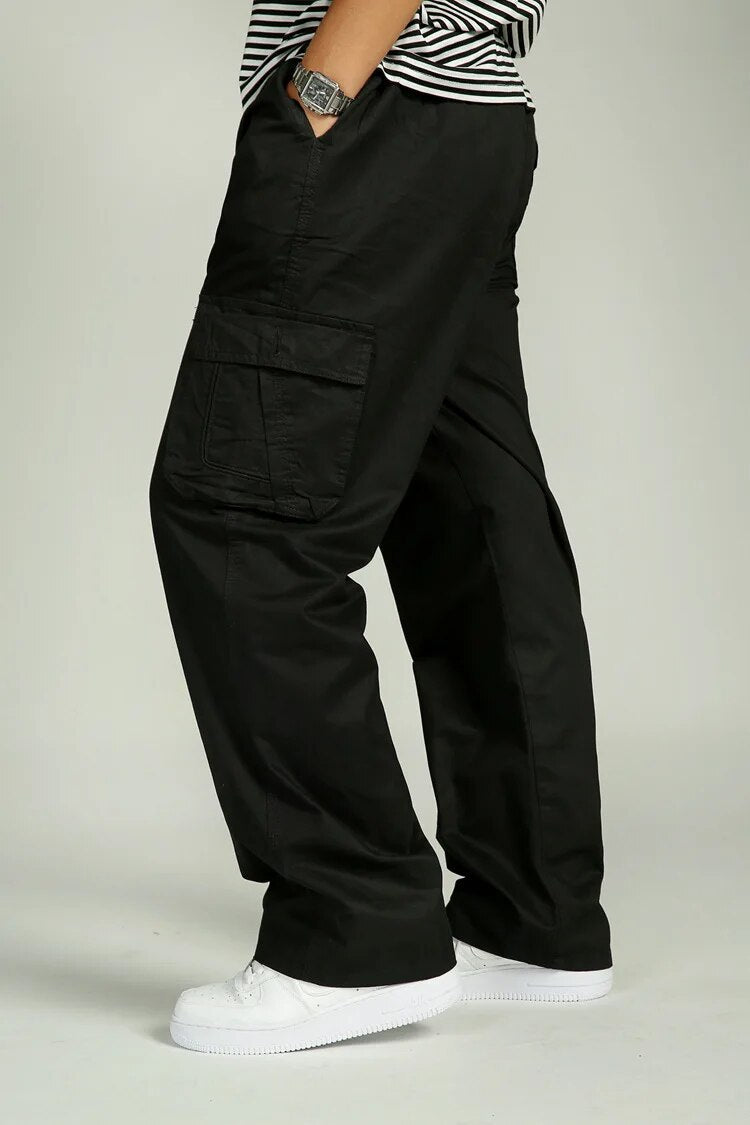 Relaxed Fit Black Mens Cargo Pants for Daily Wear - VogeLuxe