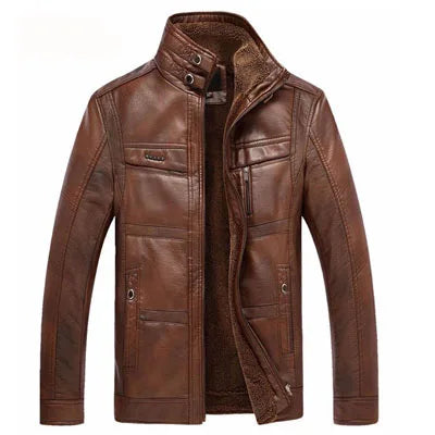Men's Faux Leather Warm Winter Coat
