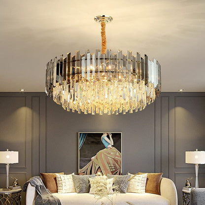 Circular Glass LED Table Lamp with Gold Accent