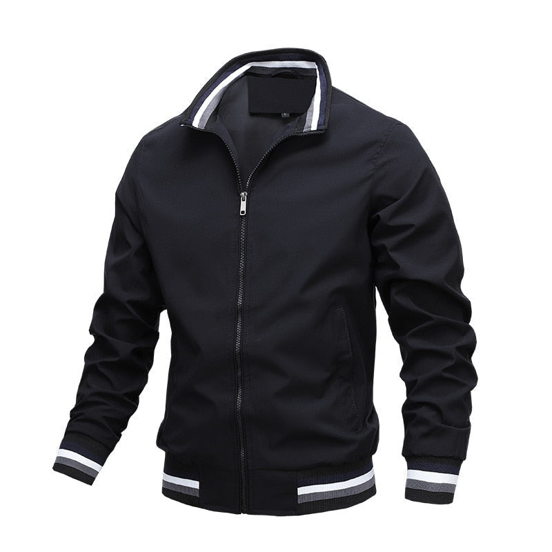 Men's Slim Fit Striped Bomber Jacket - Casual Stylish Wear - VogeLuxe