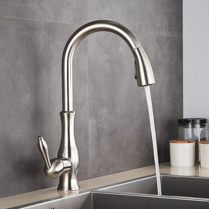 Luxury Gold Kitchen Faucet With Pull Out Sprayer