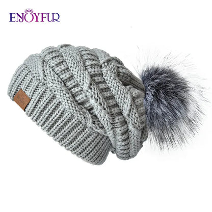 Soft Faux Fur Winter Slouch Beanie Hat