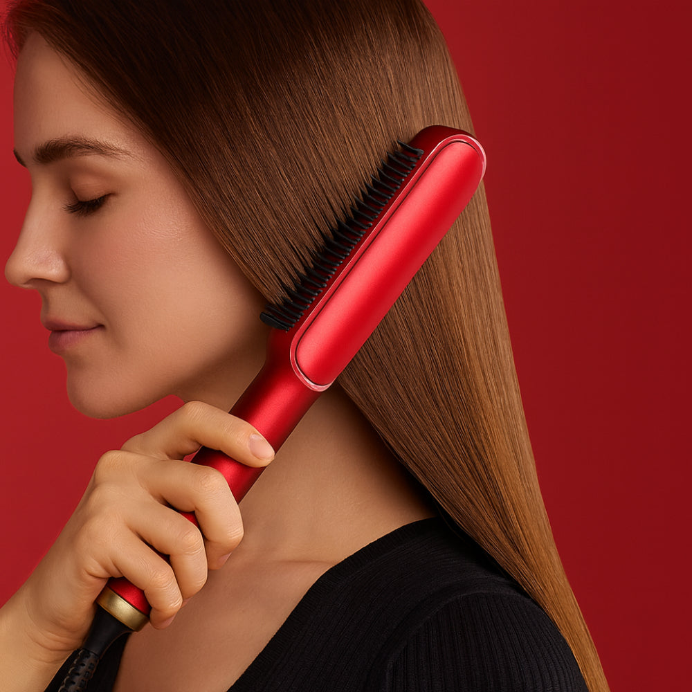 Ceramic Heat Straightening Hair Brush Styler