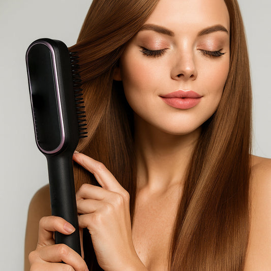Ceramic Heat Straightening Hair Brush Styler - VogeLuxe