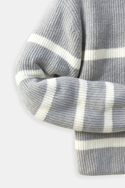 Half Zip Sweater - Striped Knit And Warm Breathable Fit 5