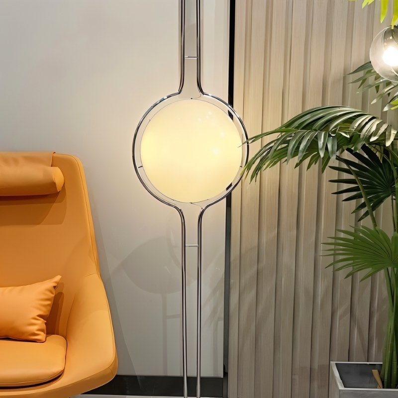 Tall Modern Floor Lamp with Cream Shade