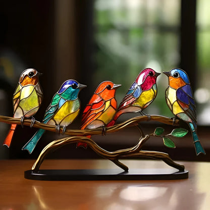 Colorful Glass Bird Figurine Table Decoration