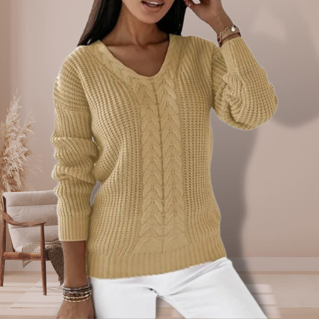 VogeLuxe | Women’s Elegant V Neck Pullover Sweater