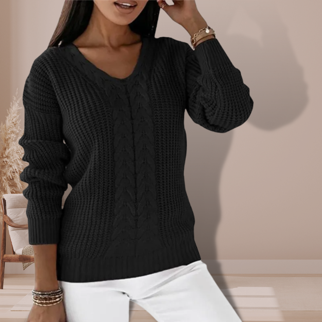 VogeLuxe | Women’s Elegant V Neck Pullover Sweater
