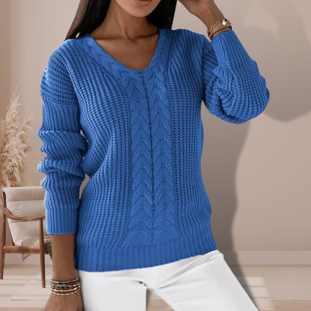VogeLuxe | Women’s Elegant V Neck Pullover Sweater