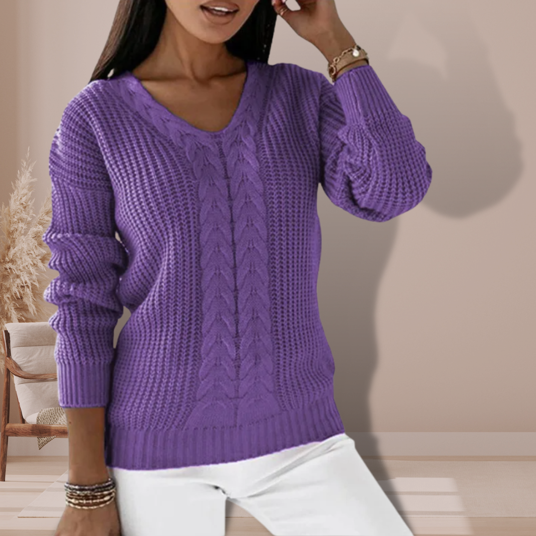 VogeLuxe | Women’s Elegant V Neck Pullover Sweater