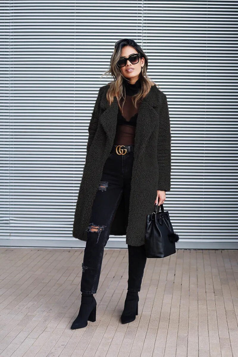 Soft Women's Long Teddy Coat | Warm Oversized Fleece Jacket