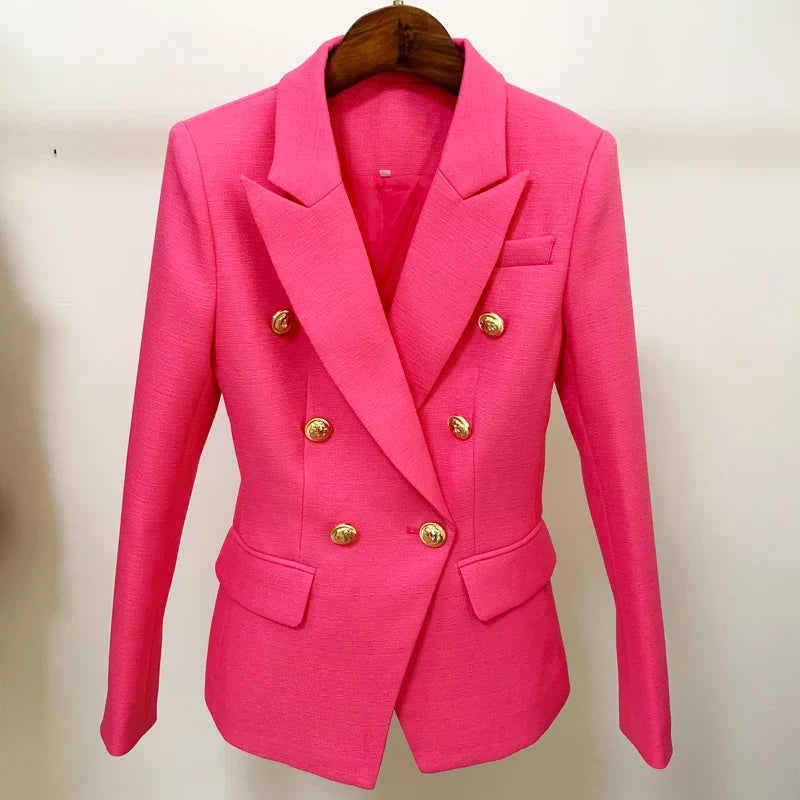 Luxury Double-Breasted Lady's Jacket with Metal Buttons