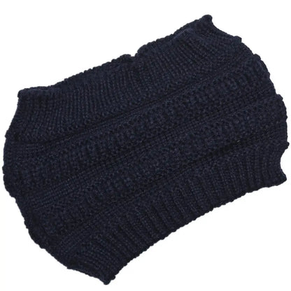 Soft Slouchy Knit Ponytail Hat