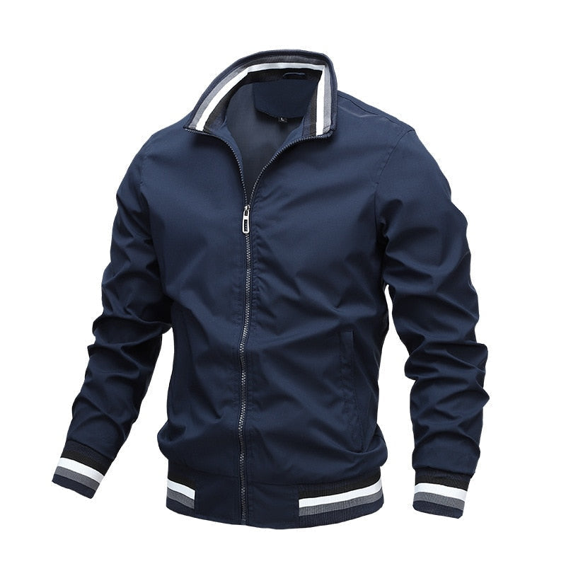 Men's Slim Fit Striped Bomber Jacket - Casual Stylish Wear