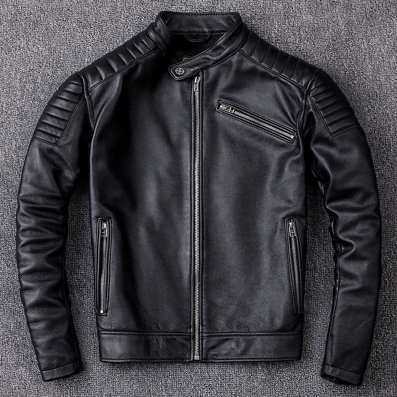Authentic Leather Biker Jacket - Classic Bike Style - VogeLuxe