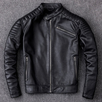 Authentic Leather Biker Jacket - Classic Bike Style - VogeLuxe