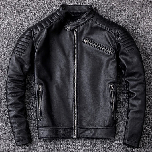 Authentic Leather Biker Jacket - Classic Bike Style - VogeLuxe