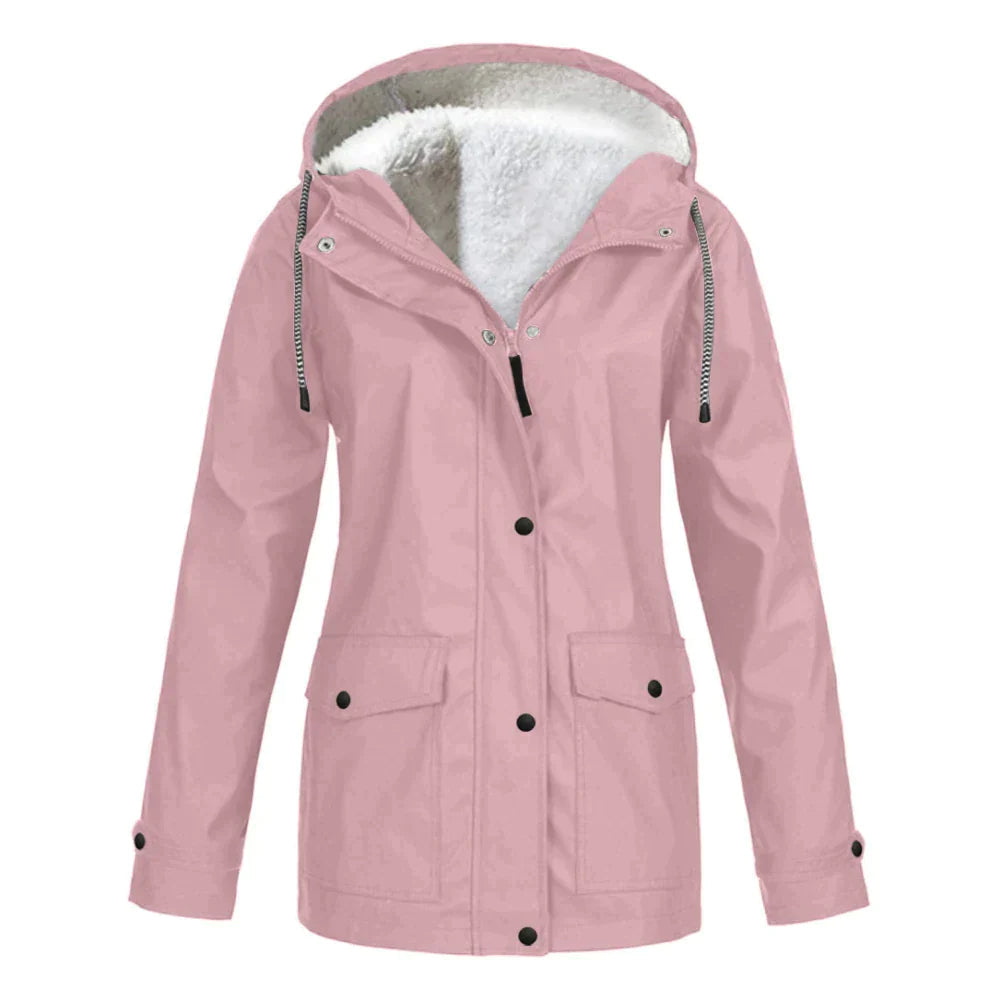 Waterproof Women's Parka Coat With Fleece Lining