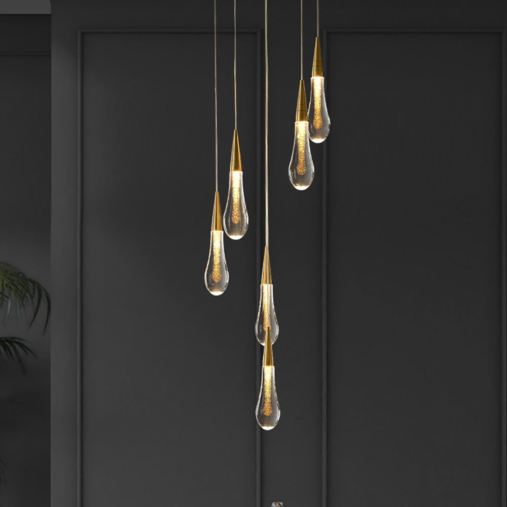 Stylish Glass Pendant Lighting with LED Drops