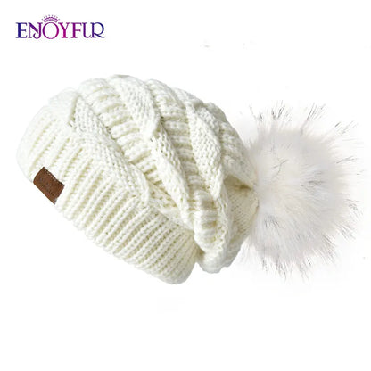 Soft Faux Fur Winter Slouch Beanie Hat