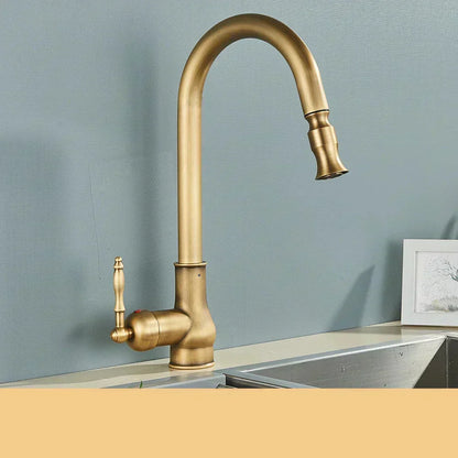 Vintage Brass 360 Kitchen Faucet With Dark Finish