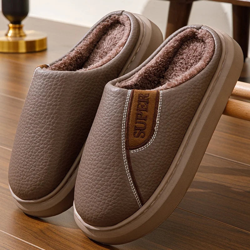Large Mens Warm Fleece Lined Indoor Slippers