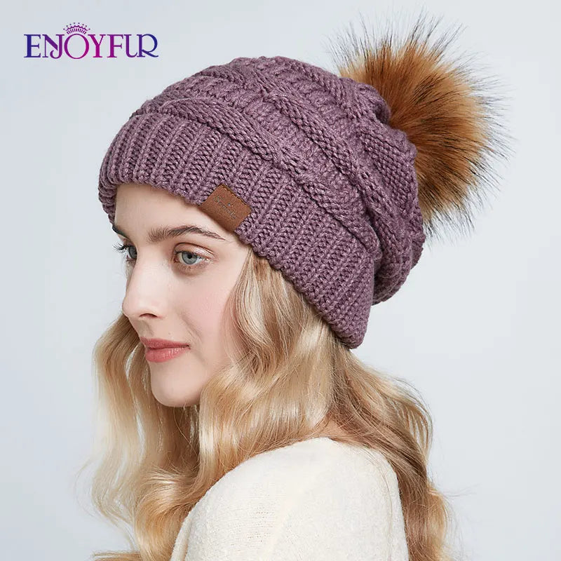 Soft Faux Fur Winter Slouch Beanie Hat