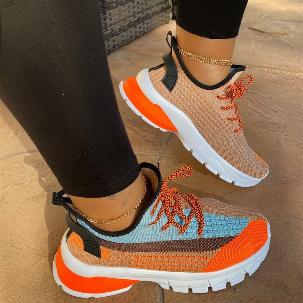 Colorful Lightweight Women's Sneakers with Bright Laces - VogeLuxe