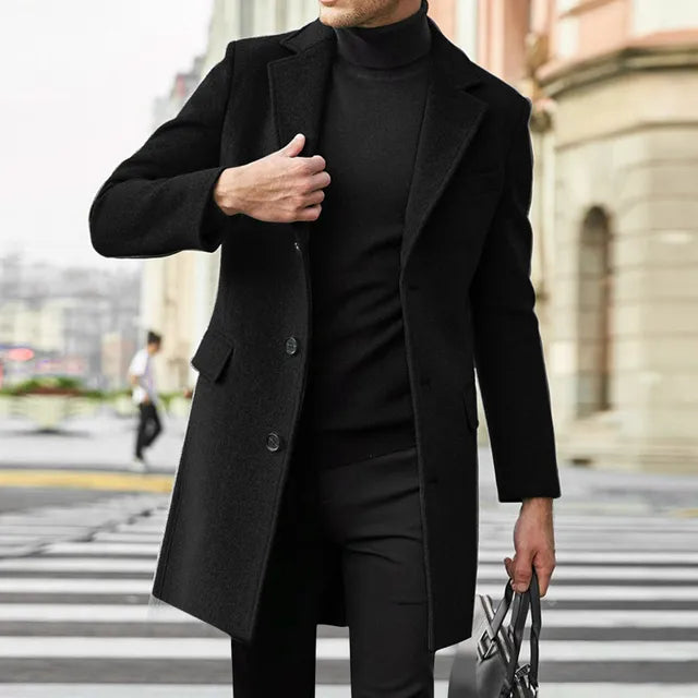 Classic Men's Single Button Trench Coat