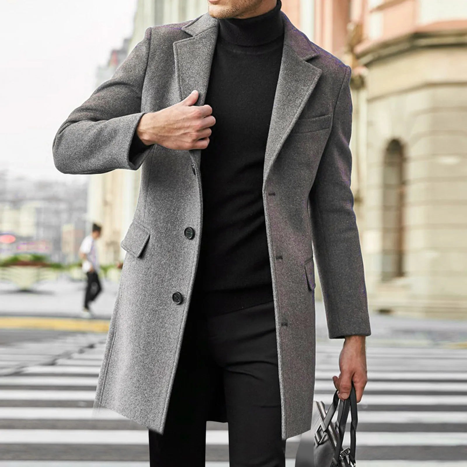 Classic Men's Single Button Trench Coat - VogeLuxe