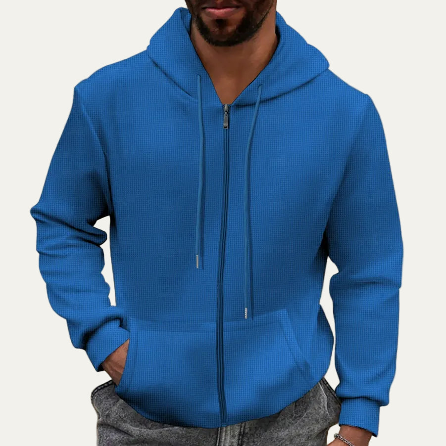 VogeLuxe | Men’s Textured Knit Full Zip Waffle Hoodie