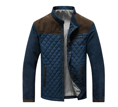 VogeLuxe | Men’s Collarless Diamond Quilted Button Front Jacket
