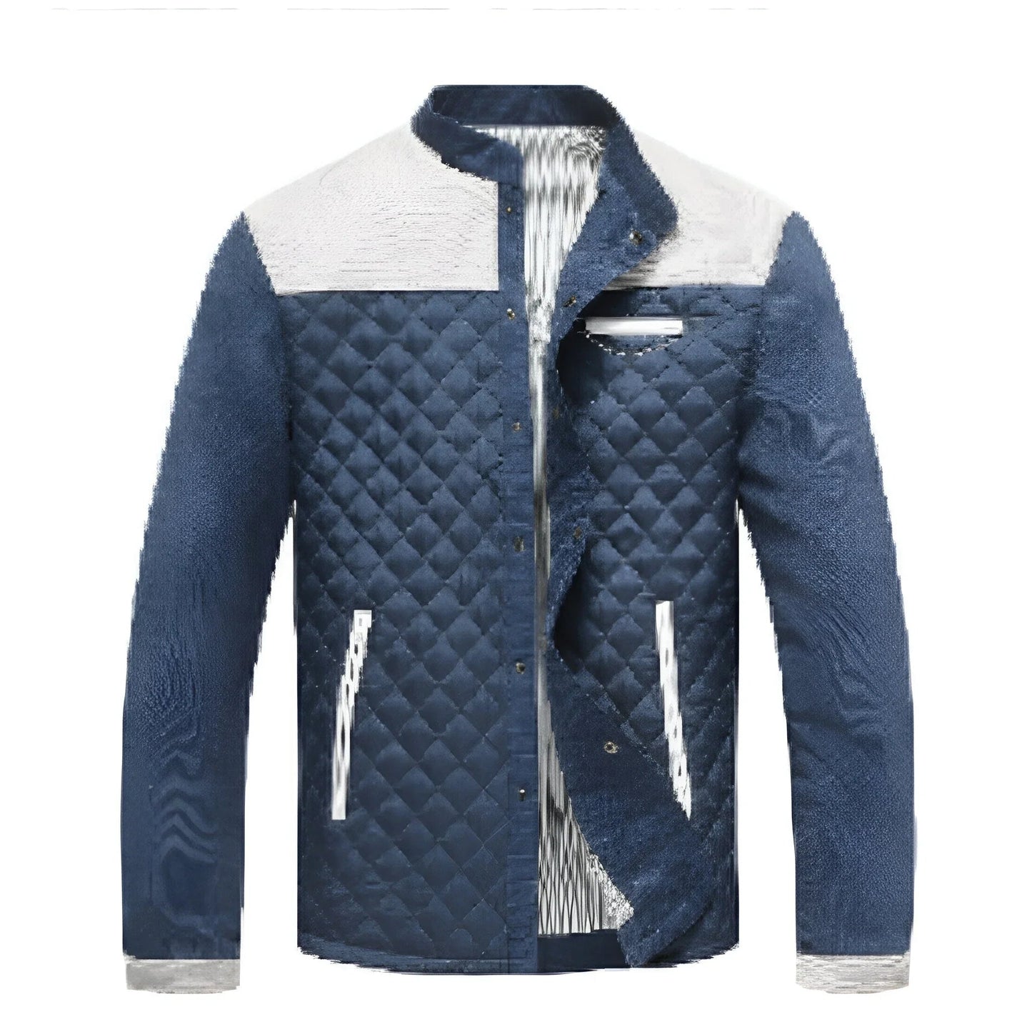 VogeLuxe | Men’s Collarless Diamond Quilted Button Front Jacket