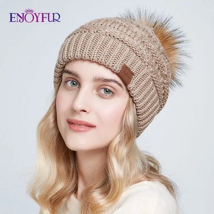 Soft Faux Fur Winter Slouch Beanie Hat