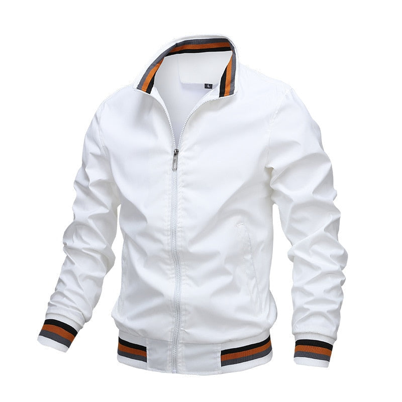 Men's Slim Fit Striped Bomber Jacket - Casual Stylish Wear