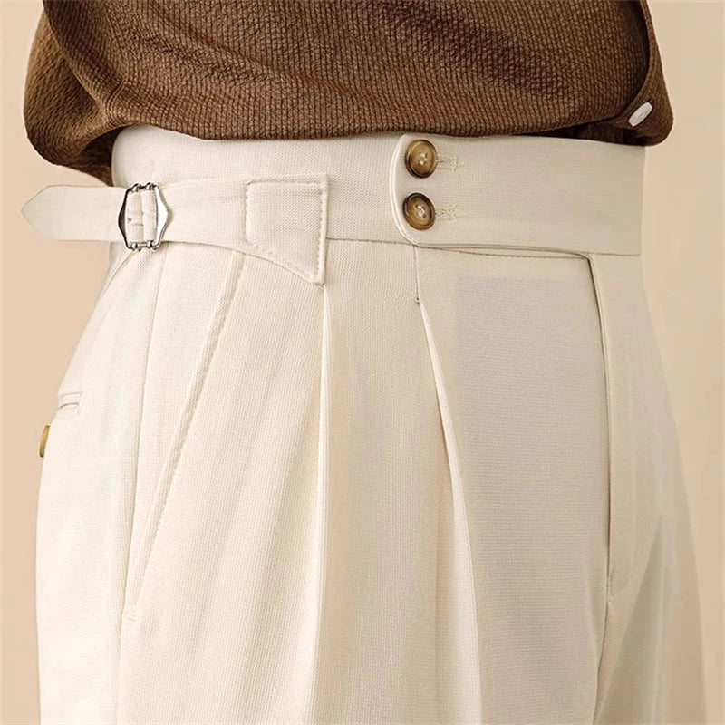 High-Waisted Trousers with Side Buckle – Tailored Fit 1