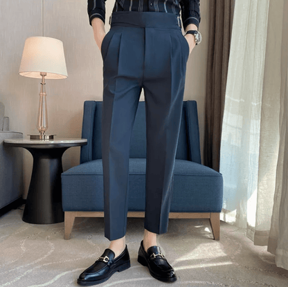 High Waisted Pleated Men's Formal Straight Fit Trousers 3