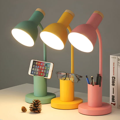 Stylish Wooden Office Lamp with Shelf - VogeLuxe
